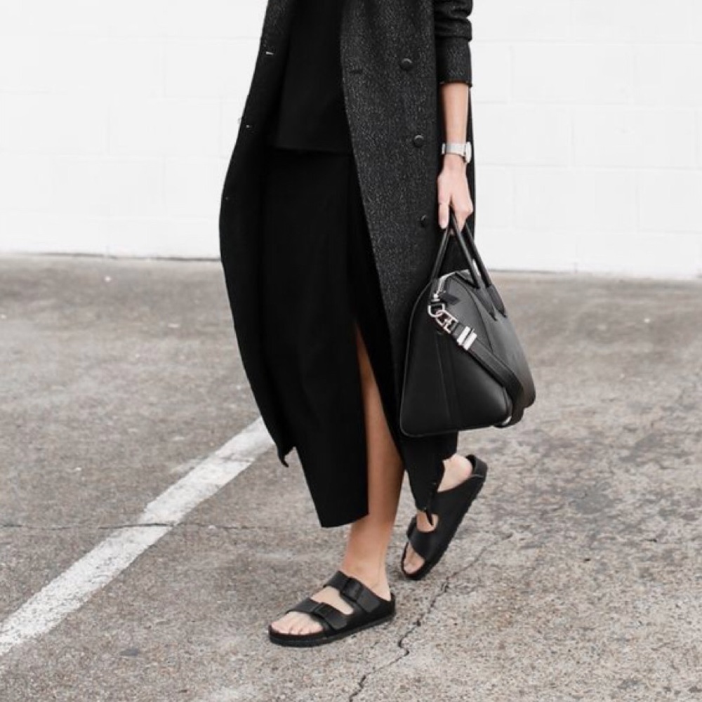 All black rubber Birkenstocks